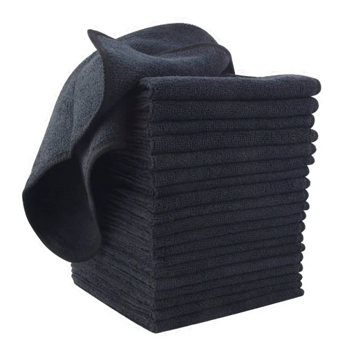 VIVOTE Microfiber Rag Absorbent Cleaning Cloth Kitchen Dish Cloth Streak Free Dish Rags Glass Cloths 12 inchx12 inch 20 Pack (black)