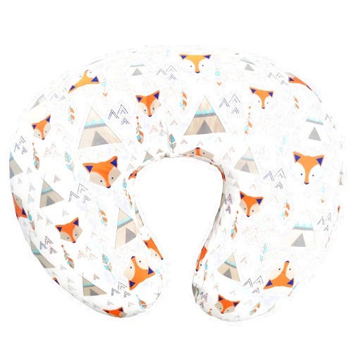 LAT LEE AND TOWN LAT Nursing Pillow for Breastfeeding,100% Cotton Removable Cover,Ergonomic Breast Feeding Pillows for Mom and Baby,Machine Washable(Orange Fox)