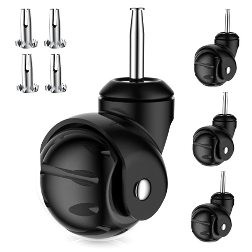 Apllamo 2 inch Ball Caster Wheels，Casters Set of 4 Ball Bearing Steel Stem,Casters for Furniture Legs Using for Hardwood Floor,Ball Casters for Cabinet,Workbench,Cart（Casters Set of 4 Heavy Duty）