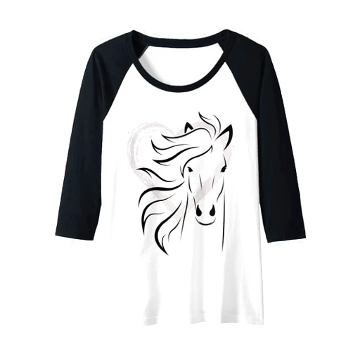 Pferde Shirt Mädchen Reiten Damen Bekleidung Womens Women's horse for riders and horse lovers Raglan Baseball Tee