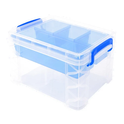 Super Stacker Divided Storage Box with Removable Tray, 10 x 7.5 x 6.5 Inches (37375)