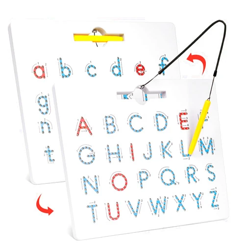 GAMENOTE Double Sided Magnetic Letter Board - 2 in 1 Alphabet Magnets Tracing Board for Toddlers ABC Letters Uppercase & Lowercase Practicing Learning Education Toys