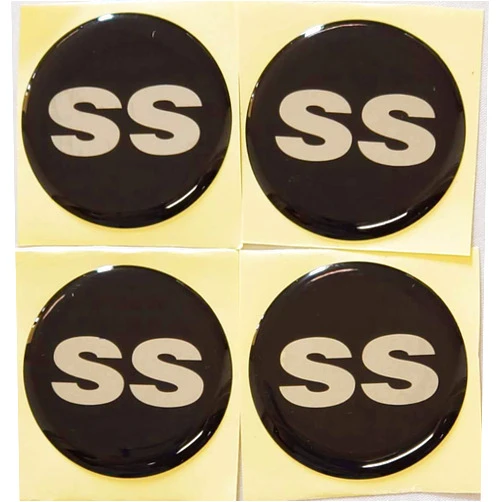 Wowwing 4PCS SS Wheel Center Cap Hub Cap Decal Emblem Sticker, 44mm/1.7'' for Camaro Black/White OSS44-BS