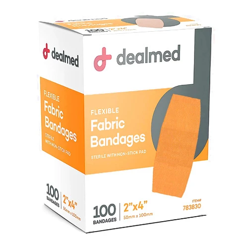 Dealmed Fabric Flexible Adhesive Bandages with Non-Stick Pad, Latex Free, Wound Care for First Aid Kit, 2