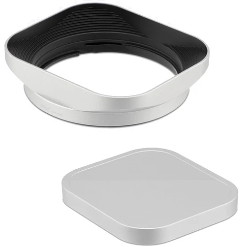 Haoge Square Metal Lens Hood for Fujifilm Fuji Fujinon XF 18-55mm F2.8-4.0 R LM OIS & XF 14mm F2.8 R Lens on X-Pro3 X-T5 XT4 X-T50 X-T30 X-E4 X-H2, Silver with Cap LH-X13 Bayonet