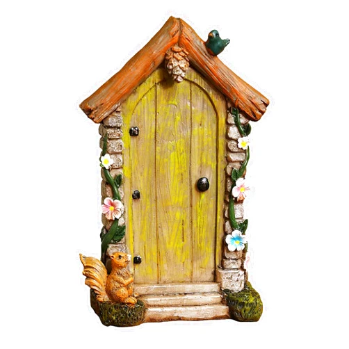 JIUMO Fairy Door for Trees Outdoor - Garden Accessories, Miniature Decor, Magic Enchanted Tree Stump Resin Wall Hanging Gifts