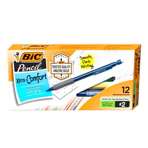 BIC Xtra Comfort Mechanical Pencils, Medium Point (0.7mm), Soft Grip For Comfort and Added Control, 12-Count Pack