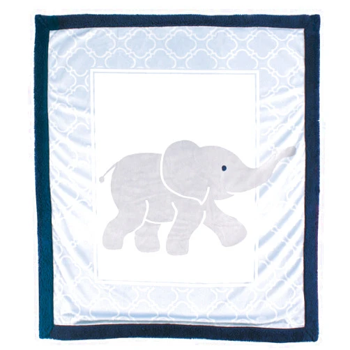 Luvable Friends Unisex Baby Plush Blanket with Sherpa Back, Blue Elephant, One Size
