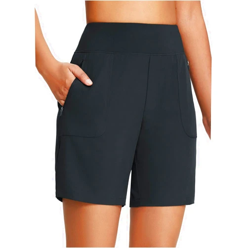 baleaf 7'' Long Athletic Shorts for Women Running High Waisted Quick Dry Workout Bermuda Soft Zipper Pockets UPF 50+
