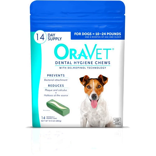 OraVet Dental Hygiene Chews for Small Dogs, Oral Care with Delmopinol, Vanilla Flavor, 14 Count
