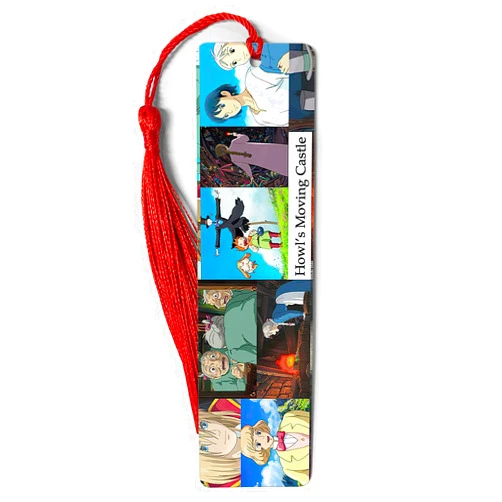 Generic Bookmarks Ruler Metal Howls Bookography Moving Measure Castle Tassels Collage Bookworm for Reading Christmas Ornament Bookmark Markers Bibliophile Gift Book