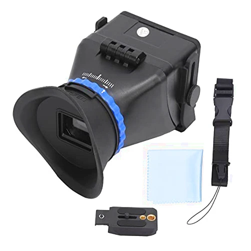 POCREATION Camera Viewfinder 3X Magnification for Shooting Details Observation, Adjustable Diopter, 1/4in 3/8in Screw Holes, 3.0/3.2 inch LCD SLR Cameras, Black