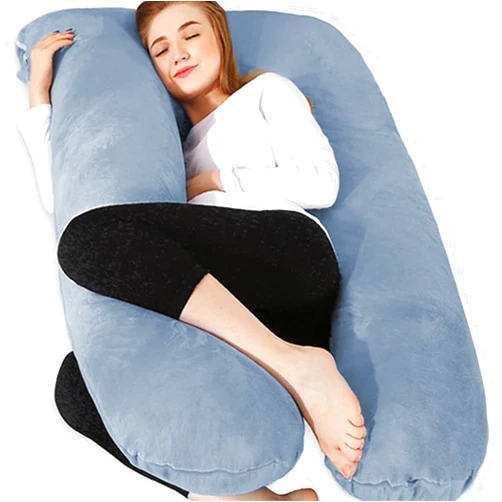 Chilling Home Pregnancy Pillows - U Shaped Maternity Pillow for Pregnant Women with Velvet Removable Cover - 55 inch Pregnancy Pillows for Sleeping - Body Pillows for Adults Full Support - Grey