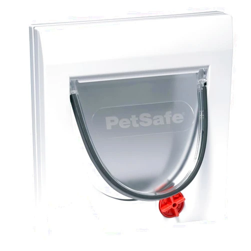 PetSafe Staywell Classic Manual 4-Way Locking Cat Flap – Cat Door with 4 Programmed Locking Settings, White, Tunnel Included