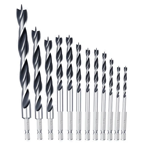 WildBossy Brad Point Drill Bit Set 12Pcs (1/8