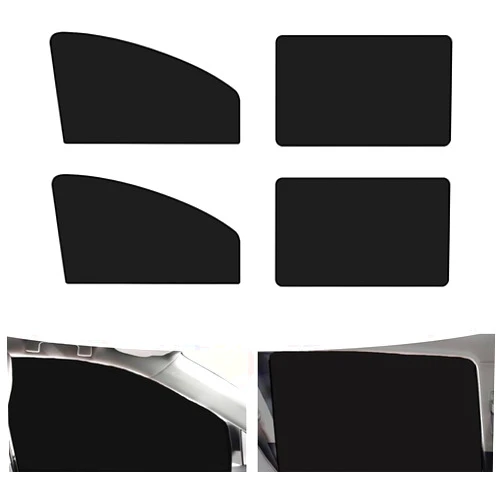 Getfay 4 Pack Car Windshield Sun Shade, 2 Pack 30.7In x 18.8In x 8.2In Automotive Side Window UV Protection, 2 Pack 30.7In x 18.8In Vehicle Privacy Curtains, Universal for Most Cars (Black)