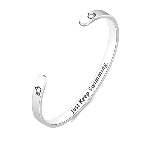 Enni of York Inspirational Bracelets for Women Keep Going Women's Cuff Bracelets Engraved Bracelets Personalized Gift Bracelet Bangle for Girl Mom Boys Men