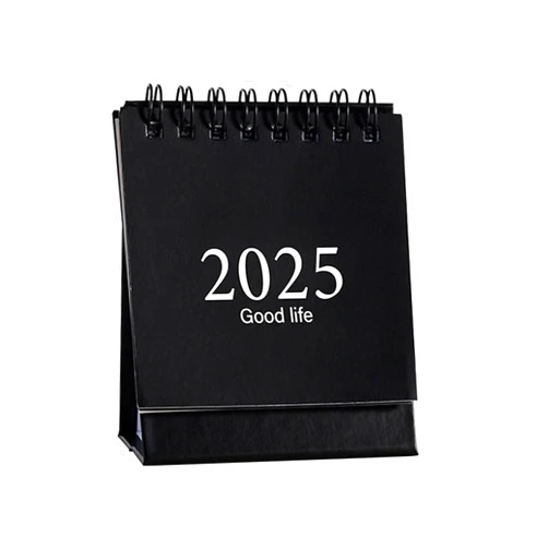 Aiffort Small Desk Calendar 2024-2025 New Year Mini Calendar Creative Desk Multi-function Timetable Plan Notebook Daily Schedules 4.09x2.99x2.24inchs(Black)