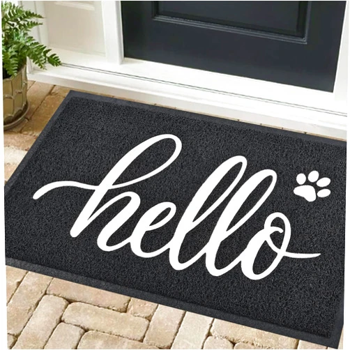 T.HENV Welcome Matt Outdoor Indoor, 100% Waterproof Hello Welcome Doormat, Funny Cute Dog Cat Front Door Mat for Entryway Floor, Low Profile, Patio Porch Mat, 30x17.5, Black-White