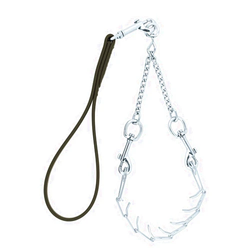 Weaver Leather Livestock Pronged Chain Goat Collar and Lead Set,Red