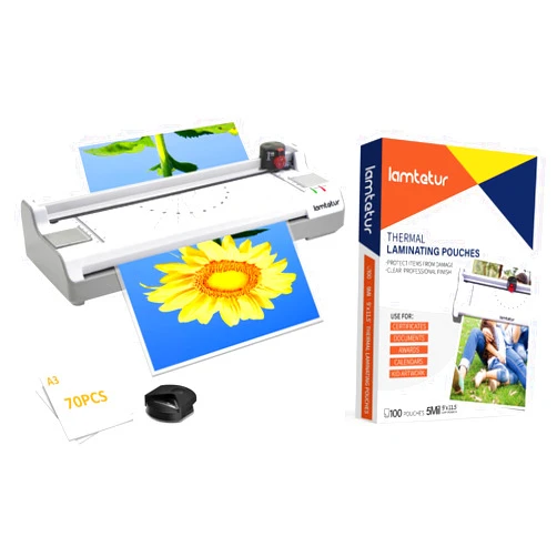 Lamtetur 7 in 1 Laminator Machine and 170pcs Laminating Pouches use for Office/Home/Teacher/Classroom,Built-in Paper Trimmer,Couner Rounder.