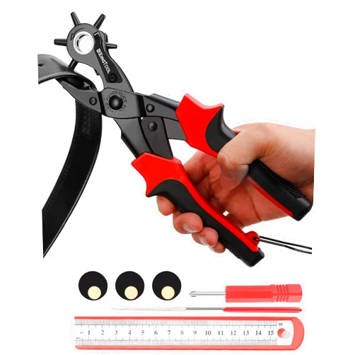 KINGTOOL Professional Belt Hole Puncher for Leather - KingTool Leather Hole Punch, Leather Hole Punch Tool for Belts, Keychains, Watch Bands, Straps, Dog Collars, DIY Home or Craft Projects