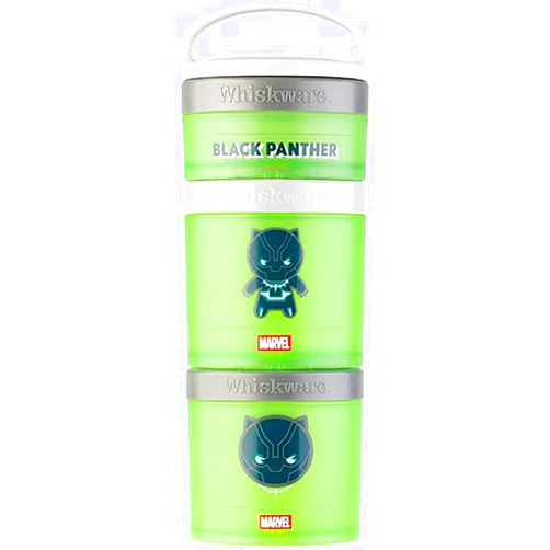 Whiskware Marvel Stackable Snack Containers for Babies, Kids, and Toddlers, 3 Stackable Snack Cups for School and Travel, Formula and Cupholder Friendly, Black Panther