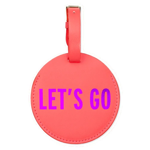 Kate Spade New York Round Vegan Leather Luggage Tag for Women, Durable Suitcase ID Tag, Let's Go