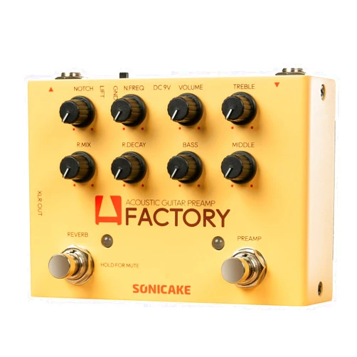 SONICAKE Acoustic Guitar Effects Pedal with Analog Preamp and Digital Reverb Acoustic Instruments with XLR Output - A Factory