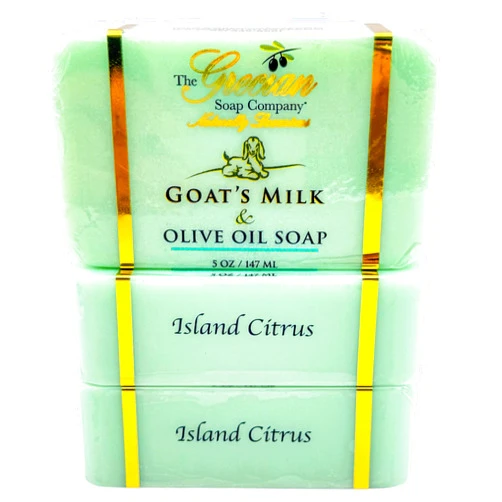 The Grecian Soap Company Goat Milk & Olive Oil Bar 3-Pack – Island Citrus, Natural Moisturizing Bars, Made in USA
