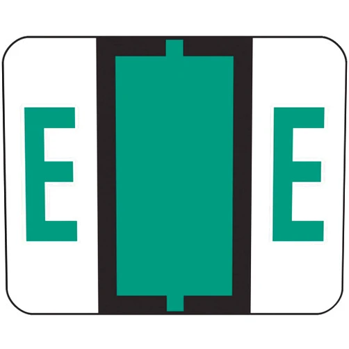 Smead BCCR Bar-Style Color-Coded Alphabetic Label, E, Label Roll, Dark Green, 500 Labels per Roll, (67075)