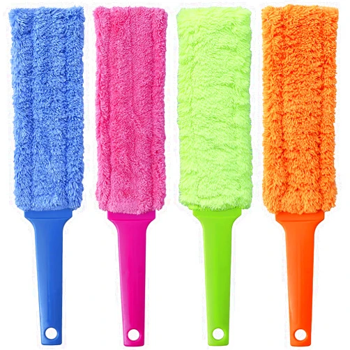 HSHTTKL 4 Pack 15 inch Reuseable Microfiber Feather Duster, Blind Duster, Gap Duster, Removable and Washable Duster Head, Cleaning Tool for Window, Blind, Car, Wall, Dead Corner Gap, Furniture, Sofa, Screen