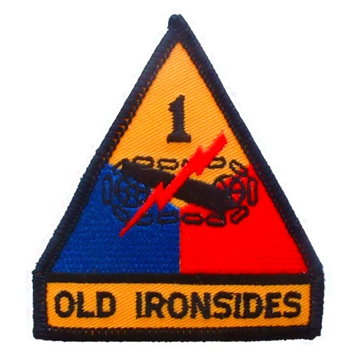 Artisan Owl United States Army 1st Armor Division Embroidered Patch, Full Color, with Iron-On Adhesive