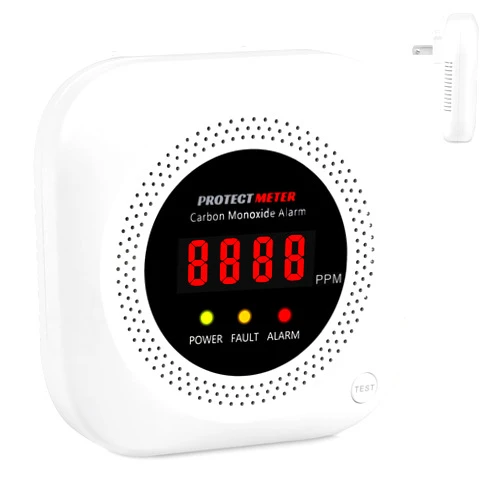 PROTECTMETER Carbon Monoxide Detectors, CO Detector Plug in Wall 100-220V AC Power Operated, Portable Traval Carbon Monoxide Alarm/Monitor for Home/Hotel/RV with AC Power, Digital LCD