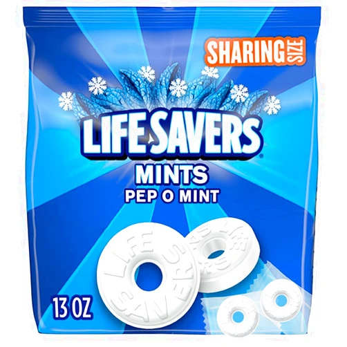 LIFE SAVERS Pep-O-Mint Breath Mints Hard Candy, Sharing Size, 13 oz Bag