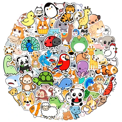 Benresive 100 Pcs Cute Animal Stickers for Kids, Water Bottle Stickers for Kids Waterproof, Vinyl Laptop Kids Stickers Pack, Kids Classroom Prizes for Elementary Students