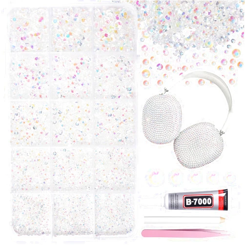 AnoleAir 12000Pcs Clear AB Rhinestones for Bedazzling Kit, 2/3/4/5/6mm Mix Sizes Jelly Bedazzling Resin Gems, Gems Bedazzling for Crafting, Flatback Rhinestones for Craft DIY Face Makeup Crafts Tumblers