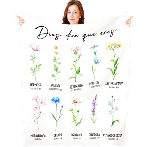Wxiben Spanish Christian Gifts for Women - Inspirational Religious Blanket Gifts Catholic Floral Throw Blanket Scripture Spiritual Faith Birthday for Church Mother Sister Friend Girl
