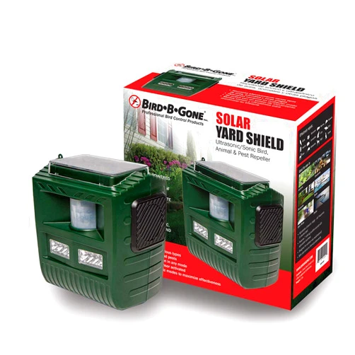 Bird B Gone Solar Yard Shield Animal & Pest Repeller - Solar Powered Ultrasonic Bird & Animal Repeller - Motion Activated - Outdoor Sonic Bird & Pest Repellent with 3 Modes for Garden Protection