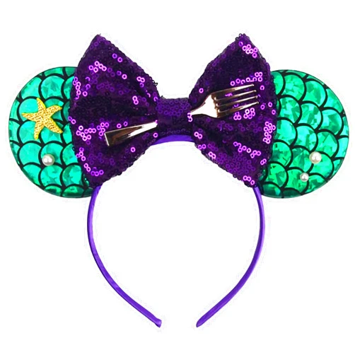 Generic Sequin Mouse Ears Headbands for Women Girls Boys, Glitter Bows Headband for Kids Adults Birthday Party Costume Halloween