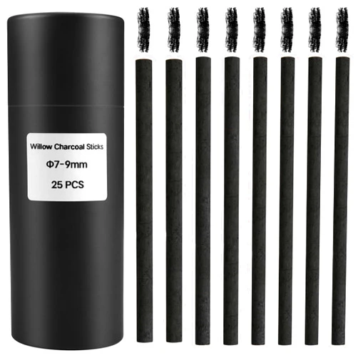 MyLifeUNIT Vine Charcoal Sticks, Willow Sketch Charcoal Pencils for Drawing, Pack of 25 (7-9 MM Dia)