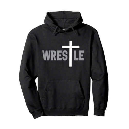 Jesus&Wrestling Wrestle Christian Wrestler Cross Pullover Hoodie