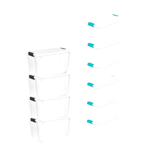 Sterilite Clear Stackable Set of 70 Quart Ultra Latch Storage Boxes (4 Pack) & 64 Quart Container Totes (6 Pack) with Latching Lids