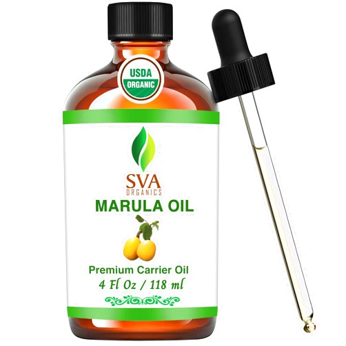 SVA ORGANICS SVA Marula Seed Oil Organic - 4 Fl Oz – 100% Natural Cold Pressed Organic Marula Oil - for Face, Skin Care, Hair Care, Scalp Massage & Body Massage – Carrier Oil with Dropper