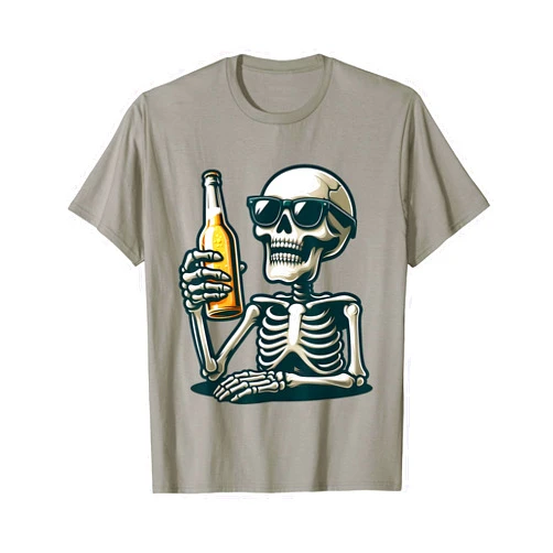 Funny Beer Drinking Skeleton Halloween Beer Lovers Skeleton Beer Drinking Sunglasses Funny Halloween Beer Lover T-Shirt