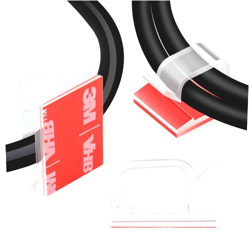 XHF 60 PCS XHF 5/8” Adhesive Cable Wire Clips Clear, Cable Staples Outdoor Cable Management Wire Organizer Cord Holder for Under Desk, Car, Wall, TV PC Ethernet Cable