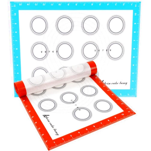 Innovkitchen Macaron Silicone Baking Mats, 2 Half Non Stick Baking Sheet Liners Mat, Reusable Macaroons Baking Kit for Macarons, Pastry, Cookies, Bread(16.5