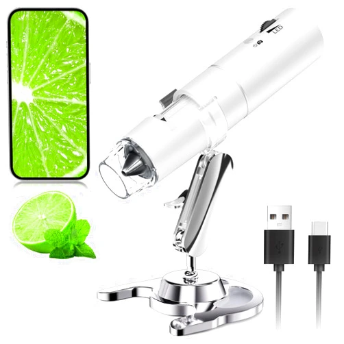 SKYBASIC Wireless Digital Microscope, Skybasic 50X-1000X Magnification WiFi Pocket Handheld Microscopes with Stand HD USB Microscope Camera Compatible with iPhone Android iPad Windows Mac Computer (White)