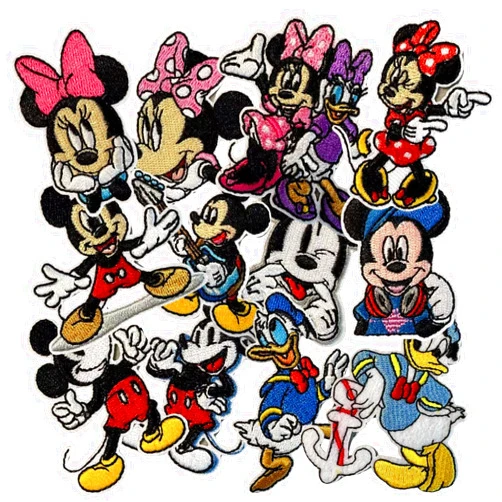 MUBAL 12pcs Cute Kids Cartoon Mouse Embroidery Patches Iron on/Sew on Anime Applique Embroidered Repair Patch Fashion Accessories Collection Gifts for Clothing Jacket Jeans Backpack Hat Vests
