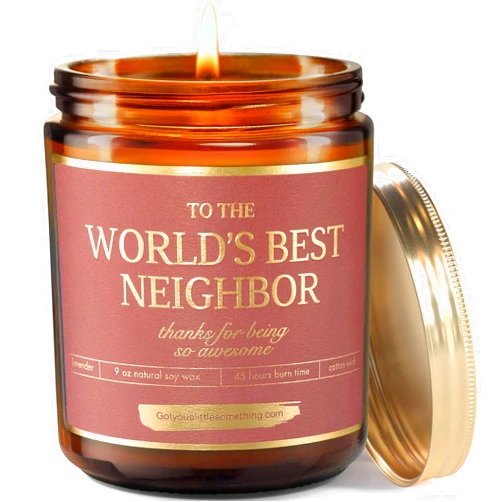 Got you a little something Worlds Best Neighbor - Handmade Soy Candle ; Cute Neighbor Gift for New Home, Farewell Moving Away Party Decor, House Warming Gifts for Neighbors, Housewarming Present Idea for Greatest Neighbor Ever